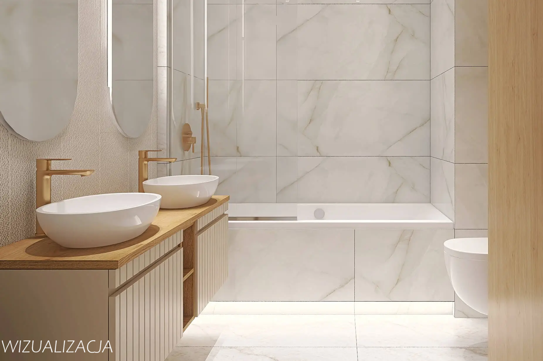 Wizualizacja jasnej łazienki
